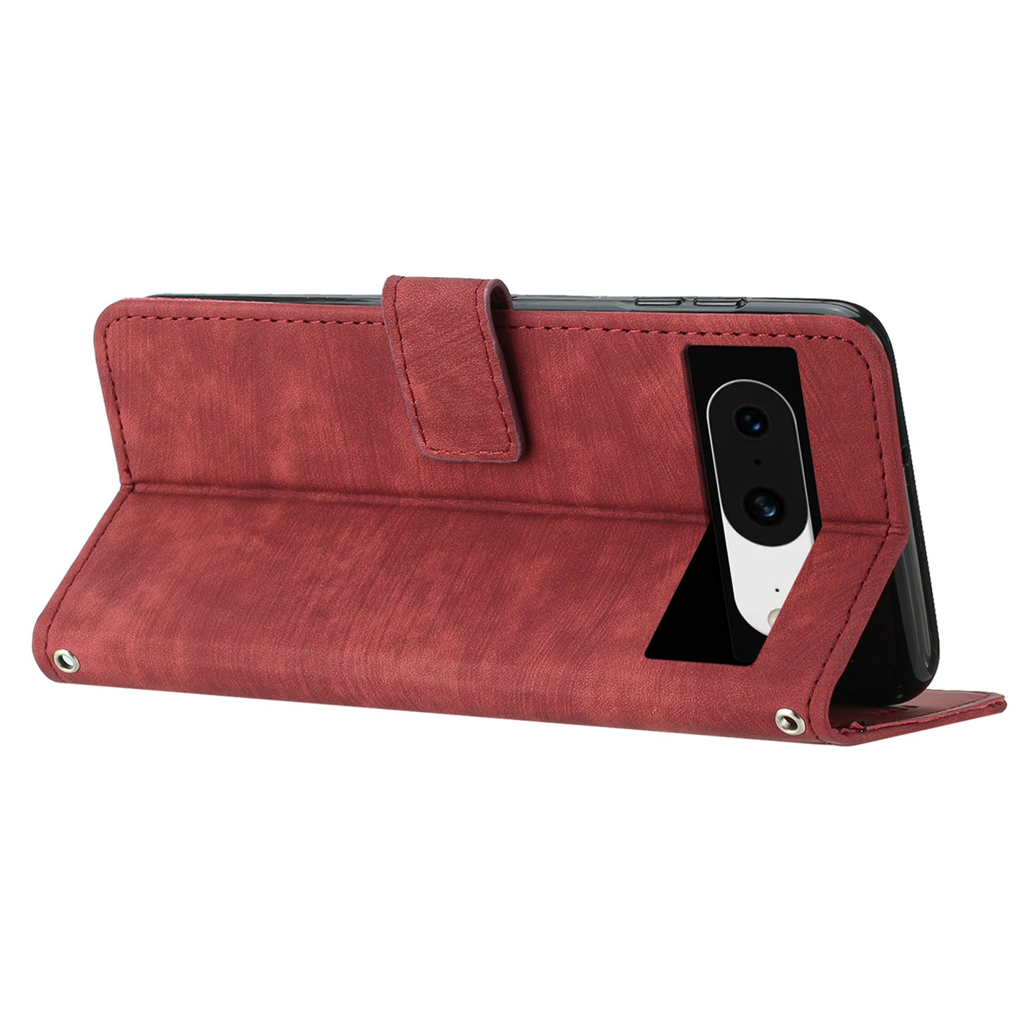 PU Leather Flip Case for Google Pixel 8 Skin-touch Stand Imprinted Lines Wallet Anti-drop Phone Cover