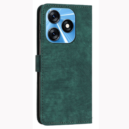 Protective Case for Tecno Spark 10 4G Skin-touch Stand Imprinted Lines PU Leather Wallet Phone Cover