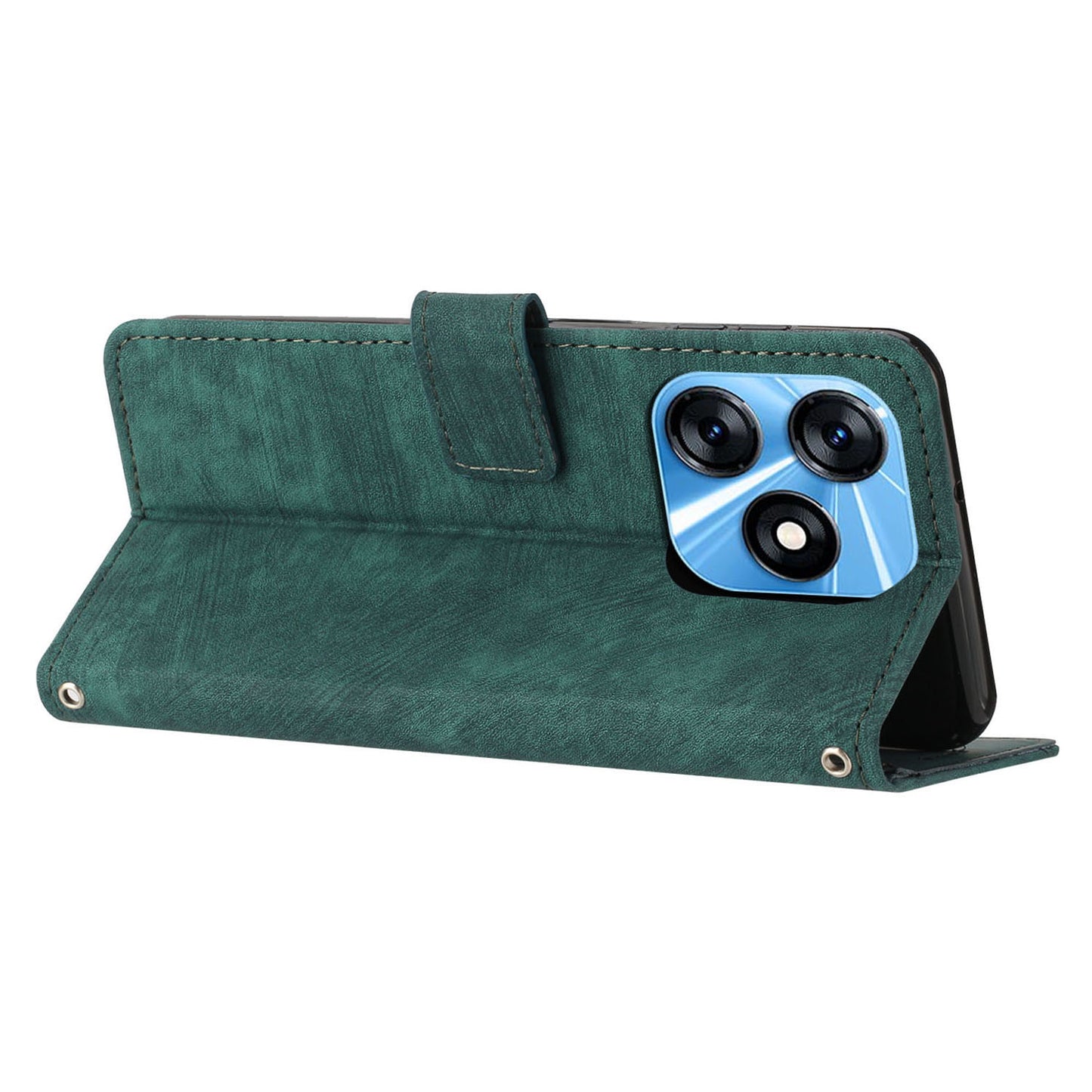 Protective Case for Tecno Spark 10 4G Skin-touch Stand Imprinted Lines PU Leather Wallet Phone Cover