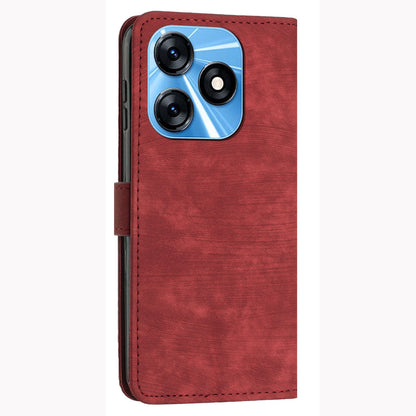 Protective Case for Tecno Spark 10 4G Skin-touch Stand Imprinted Lines PU Leather Wallet Phone Cover