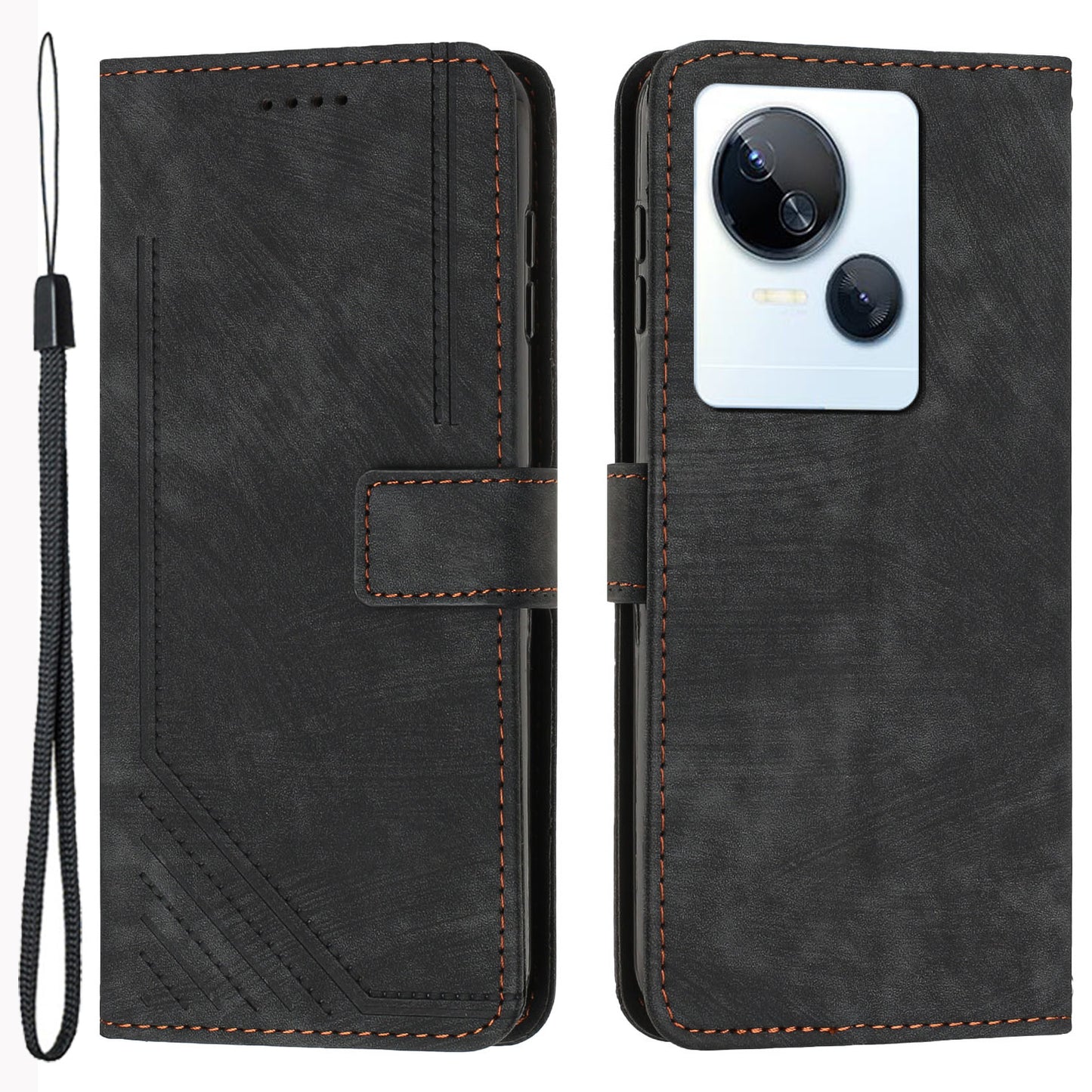 For Tecno Spark 10 5G Skin-touch Protective Case Stand Imprinted Lines PU Leather Wallet Phone Cover
