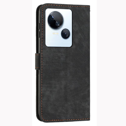 For Tecno Spark 10 5G Skin-touch Protective Case Stand Imprinted Lines PU Leather Wallet Phone Cover