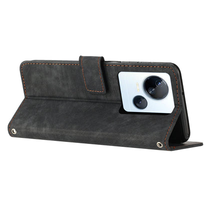 For Tecno Spark 10 5G Skin-touch Protective Case Stand Imprinted Lines PU Leather Wallet Phone Cover