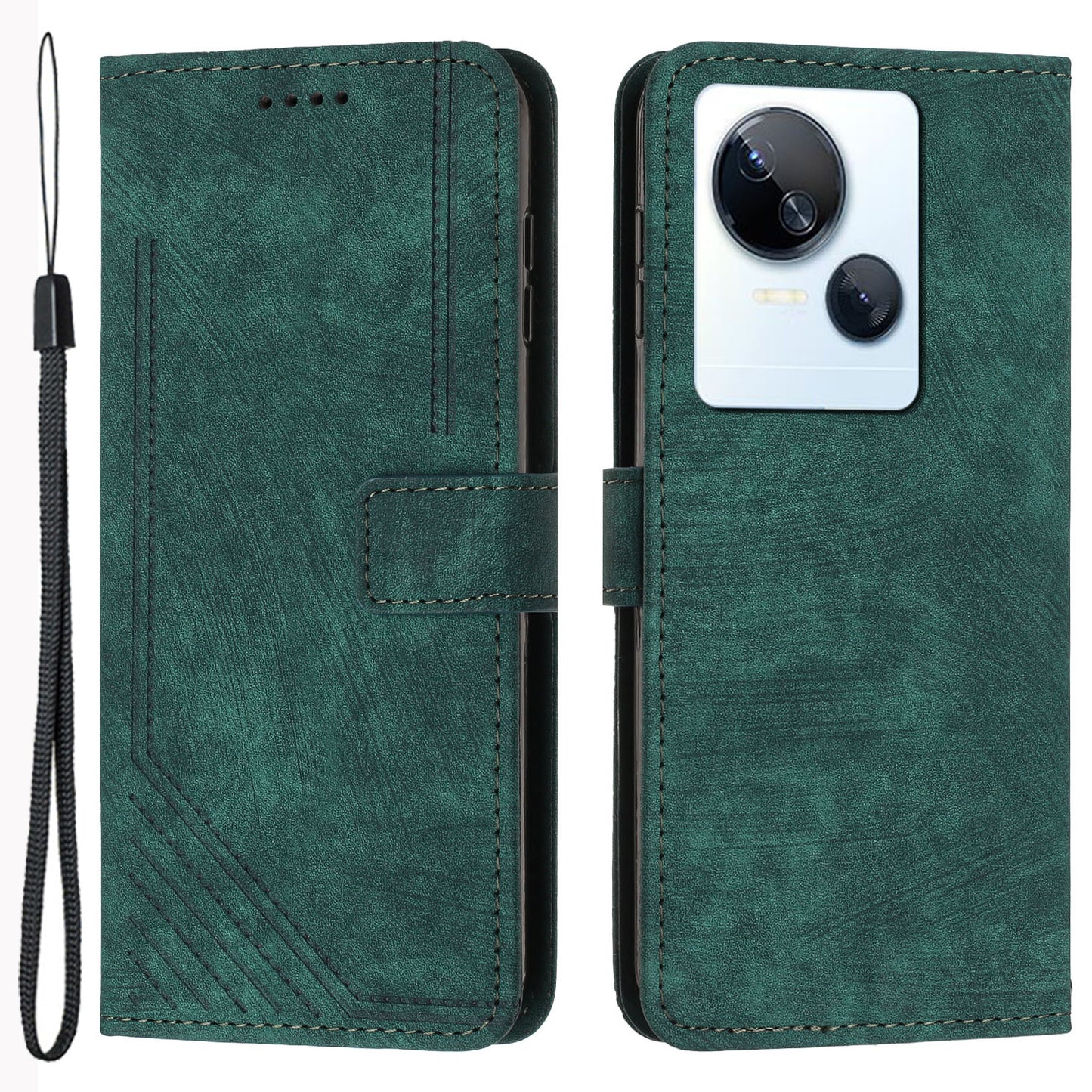 For Tecno Spark 10 5G Skin-touch Protective Case Stand Imprinted Lines PU Leather Wallet Phone Cover