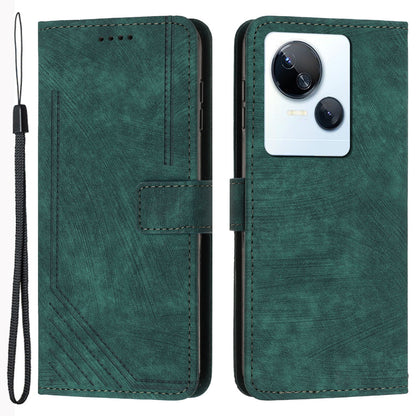 For Tecno Spark 10 5G Skin-touch Protective Case Stand Imprinted Lines PU Leather Wallet Phone Cover