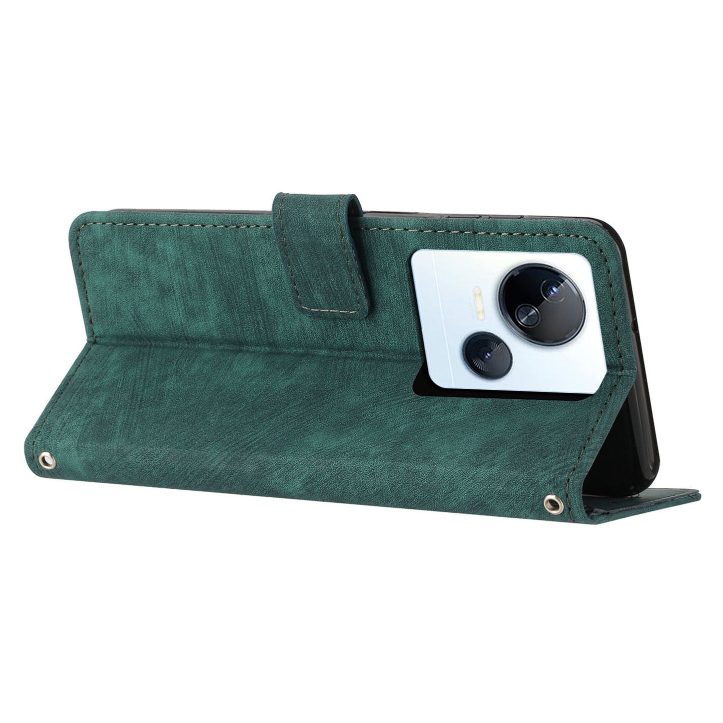 For Tecno Spark 10 5G Skin-touch Protective Case Stand Imprinted Lines PU Leather Wallet Phone Cover