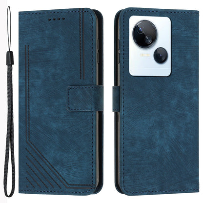 For Tecno Spark 10 5G Skin-touch Protective Case Stand Imprinted Lines PU Leather Wallet Phone Cover