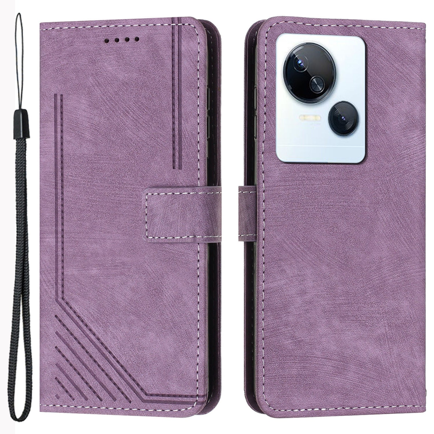 For Tecno Spark 10 5G Skin-touch Protective Case Stand Imprinted Lines PU Leather Wallet Phone Cover