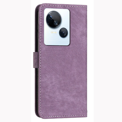 For Tecno Spark 10 5G Skin-touch Protective Case Stand Imprinted Lines PU Leather Wallet Phone Cover