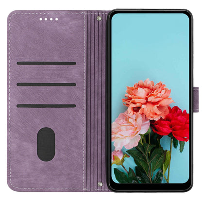 For Tecno Spark 10 5G Skin-touch Protective Case Stand Imprinted Lines PU Leather Wallet Phone Cover