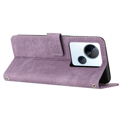 For Tecno Spark 10 5G Skin-touch Protective Case Stand Imprinted Lines PU Leather Wallet Phone Cover