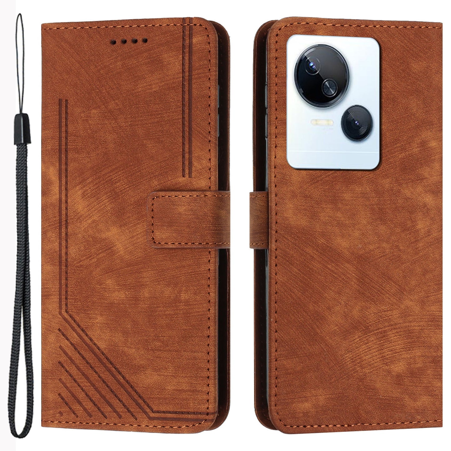 For Tecno Spark 10 5G Skin-touch Protective Case Stand Imprinted Lines PU Leather Wallet Phone Cover