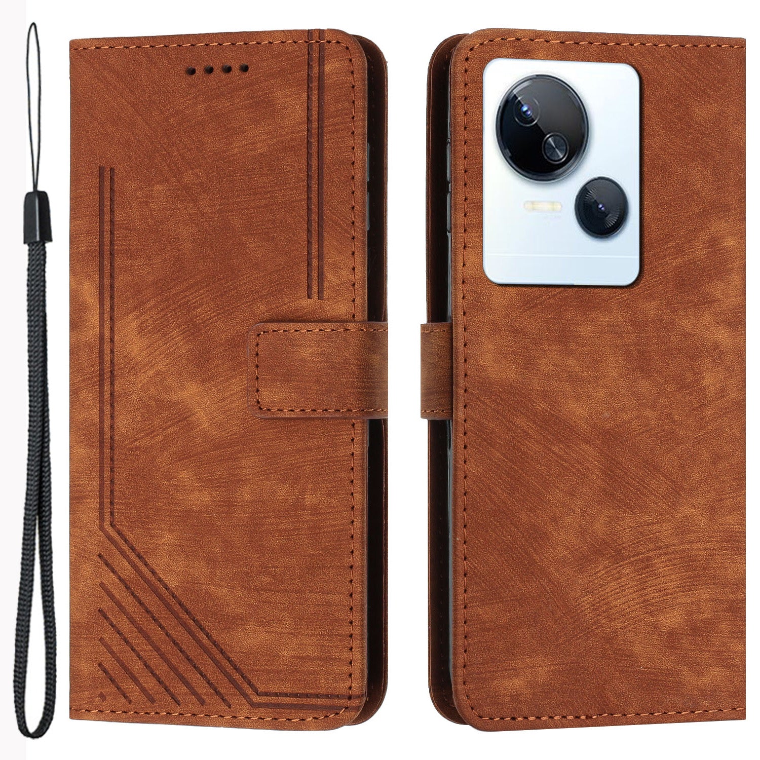 For Tecno Spark 10 5G Skin-touch Protective Case Stand Imprinted Lines PU Leather Wallet Phone Cover