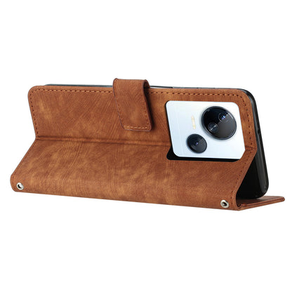 For Tecno Spark 10 5G Skin-touch Protective Case Stand Imprinted Lines PU Leather Wallet Phone Cover