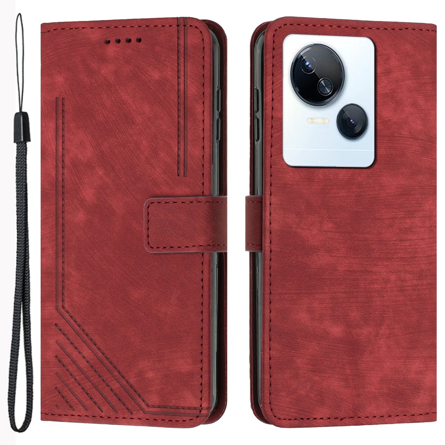 For Tecno Spark 10 5G Skin-touch Protective Case Stand Imprinted Lines PU Leather Wallet Phone Cover