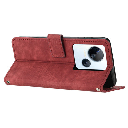 For Tecno Spark 10 5G Skin-touch Protective Case Stand Imprinted Lines PU Leather Wallet Phone Cover