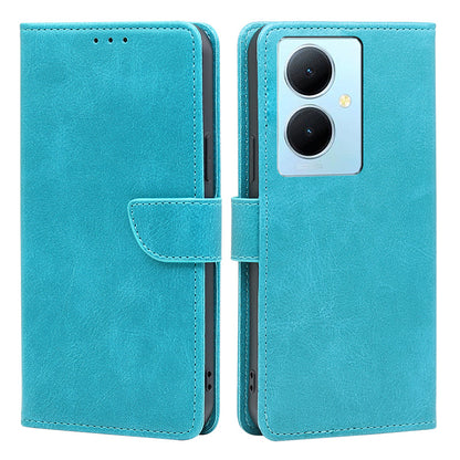 For vivo Y78+ 5G PU Leather Flip Cover Calf Texture Wallet Stand Magnetic Protective Phone Case