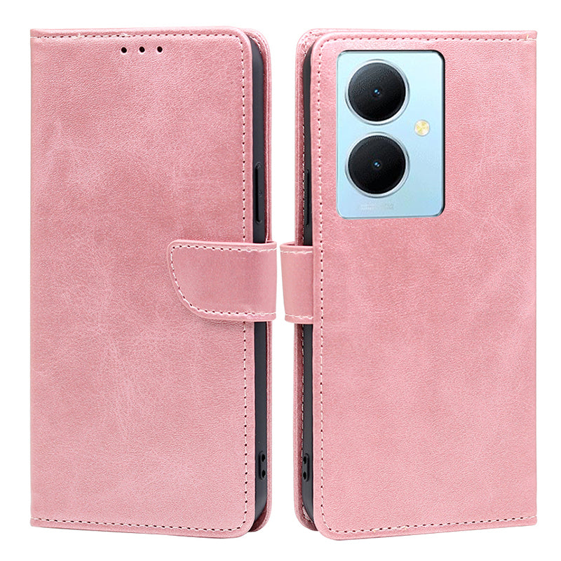 For vivo Y78+ 5G PU Leather Flip Cover Calf Texture Wallet Stand Magnetic Protective Phone Case