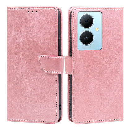 For vivo Y78+ 5G PU Leather Flip Cover Calf Texture Wallet Stand Magnetic Protective Phone Case