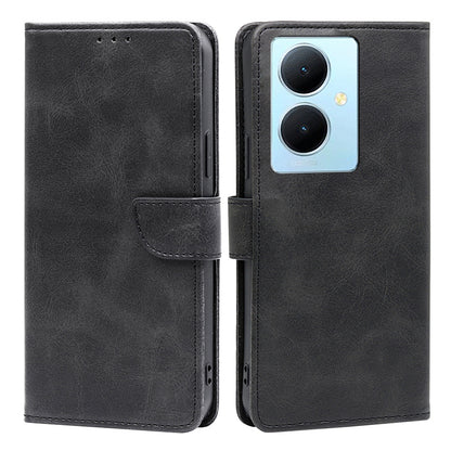 For vivo Y78+ 5G PU Leather Flip Cover Calf Texture Wallet Stand Magnetic Protective Phone Case