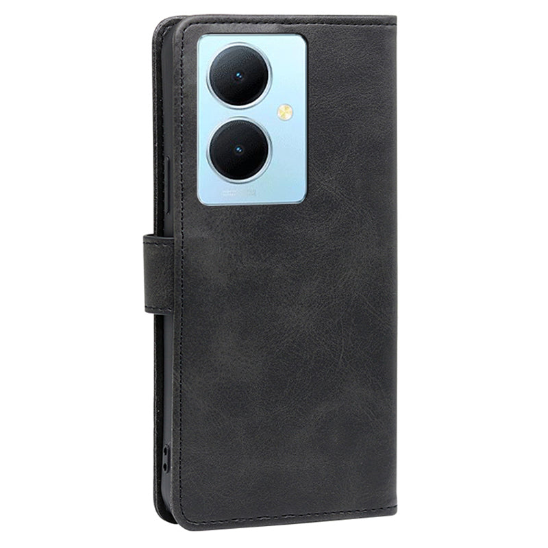 For vivo Y78+ 5G PU Leather Flip Cover Calf Texture Wallet Stand Magnetic Protective Phone Case