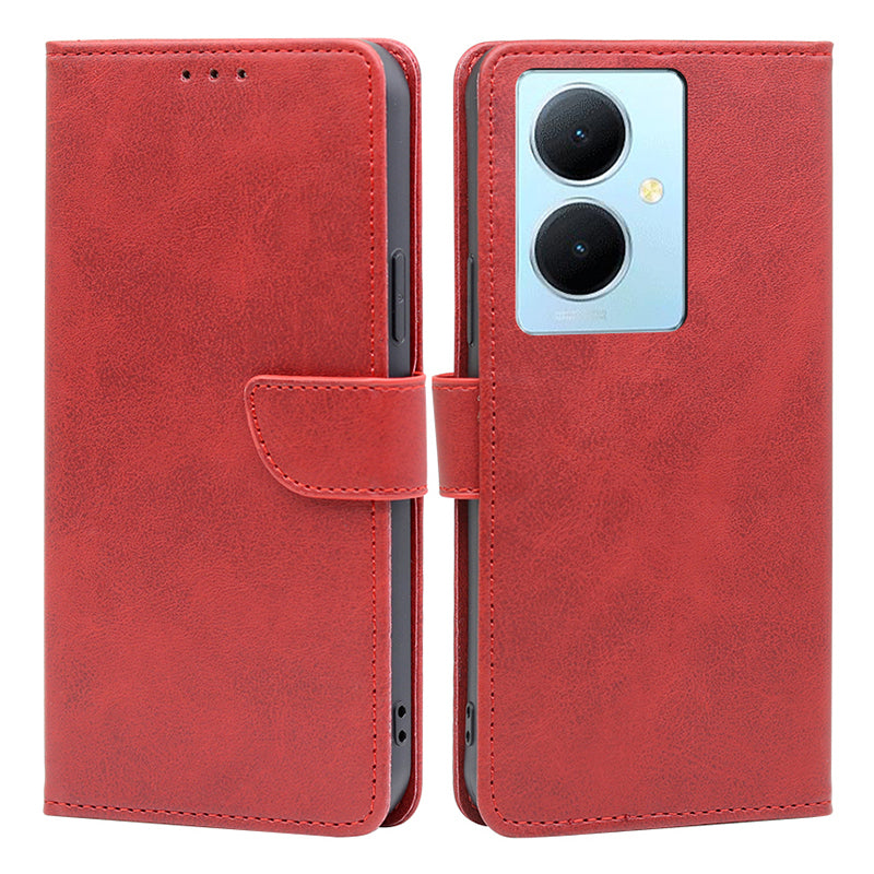 For vivo Y78+ 5G PU Leather Flip Cover Calf Texture Wallet Stand Magnetic Protective Phone Case