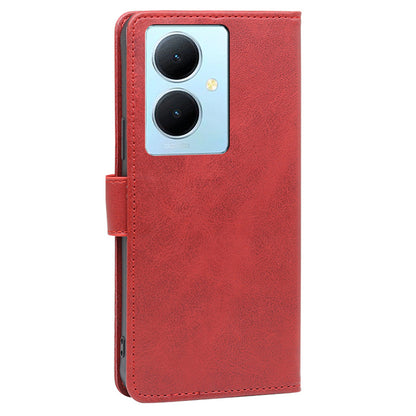 For vivo Y78+ 5G PU Leather Flip Cover Calf Texture Wallet Stand Magnetic Protective Phone Case