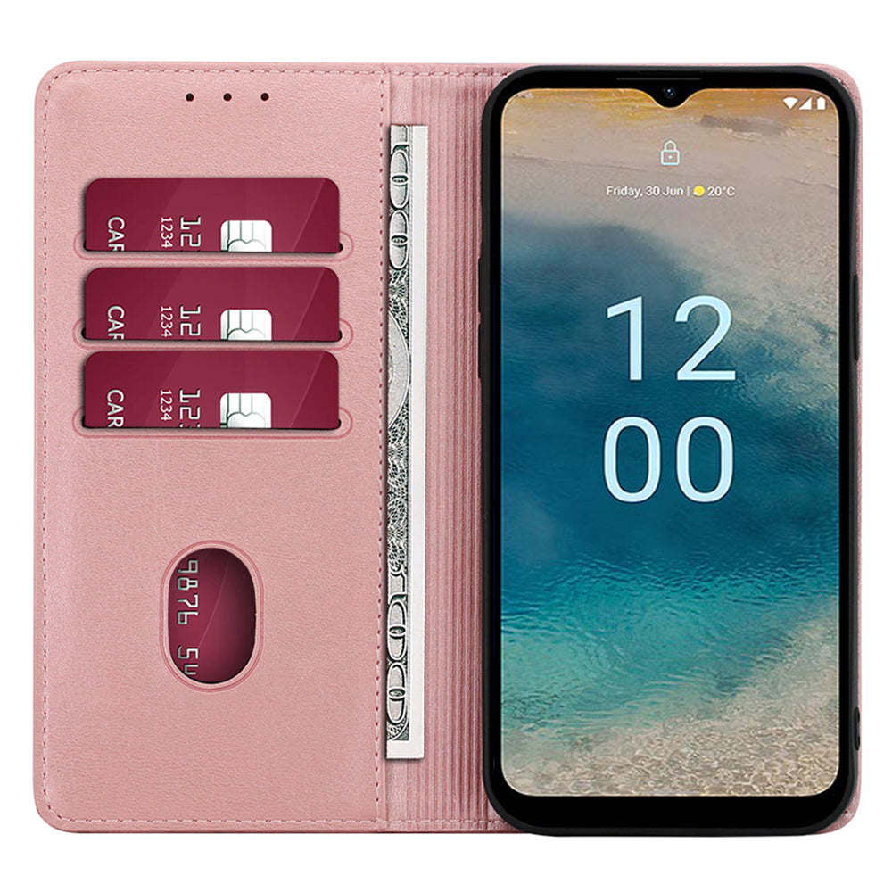 For Nokia G11 Plus 4G Leather Phone Case Calf Texture Phone Cover with Stand Wallet