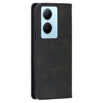 Calf Texture Leather Phone Cover for vivo Y78+ 5G , Full Protection Stand Wallet Case