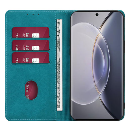 Calf Texture Leather Phone Cover for vivo Y78+ 5G , Full Protection Stand Wallet Case