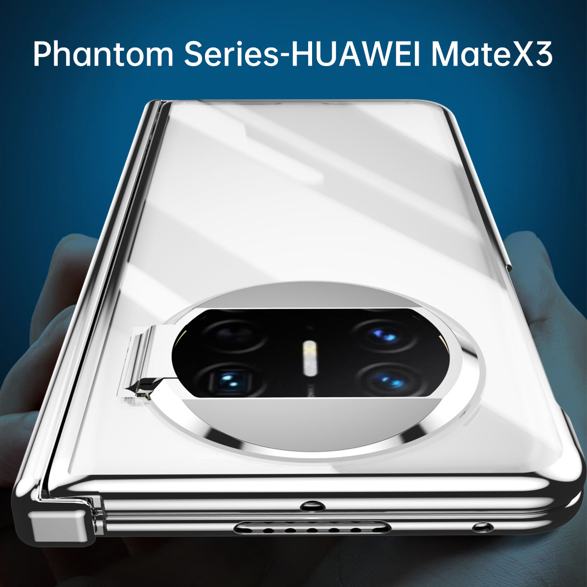 For Huawei Mate X3 5G Phantom Series Hinge Protection Phone Case Kickstand PC Cover with Tempered Glass Film