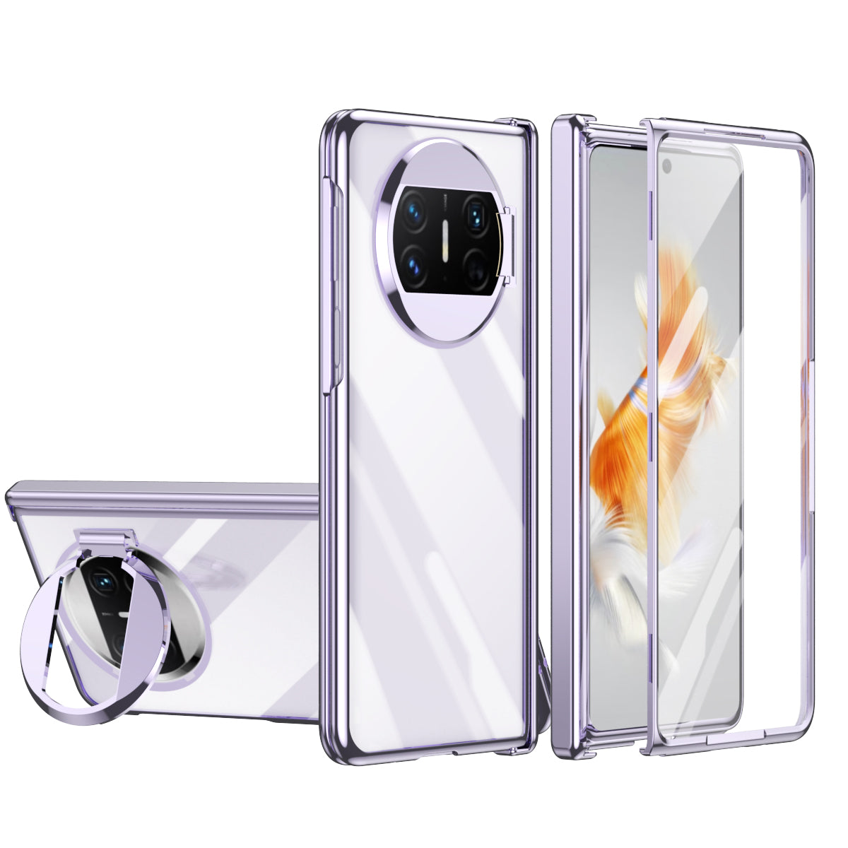 For Huawei Mate X3 5G Phantom Series Hinge Protection Phone Case Kickstand PC Cover with Tempered Glass Film