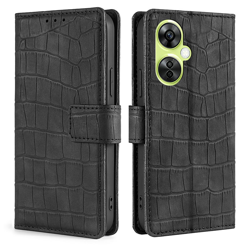 For OnePlus Nord CE 3 Lite 5G / Nord N30 5G PU Leather Crocodile Texture Phone Cover Skin-touch Feeling Stand Wallet Case