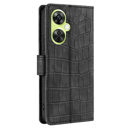 For OnePlus Nord CE 3 Lite 5G / Nord N30 5G PU Leather Crocodile Texture Phone Cover Skin-touch Feeling Stand Wallet Case