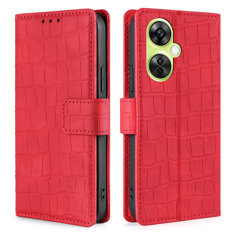 For OnePlus Nord CE 3 Lite 5G / Nord N30 5G PU Leather Crocodile Texture Phone Cover Skin-touch Feeling Stand Wallet Case