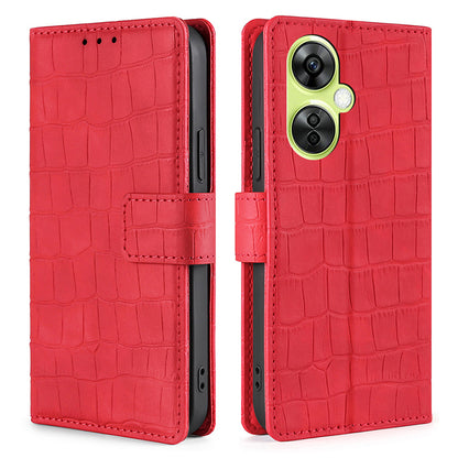 For OnePlus Nord CE 3 Lite 5G / Nord N30 5G PU Leather Crocodile Texture Phone Cover Skin-touch Feeling Stand Wallet Case