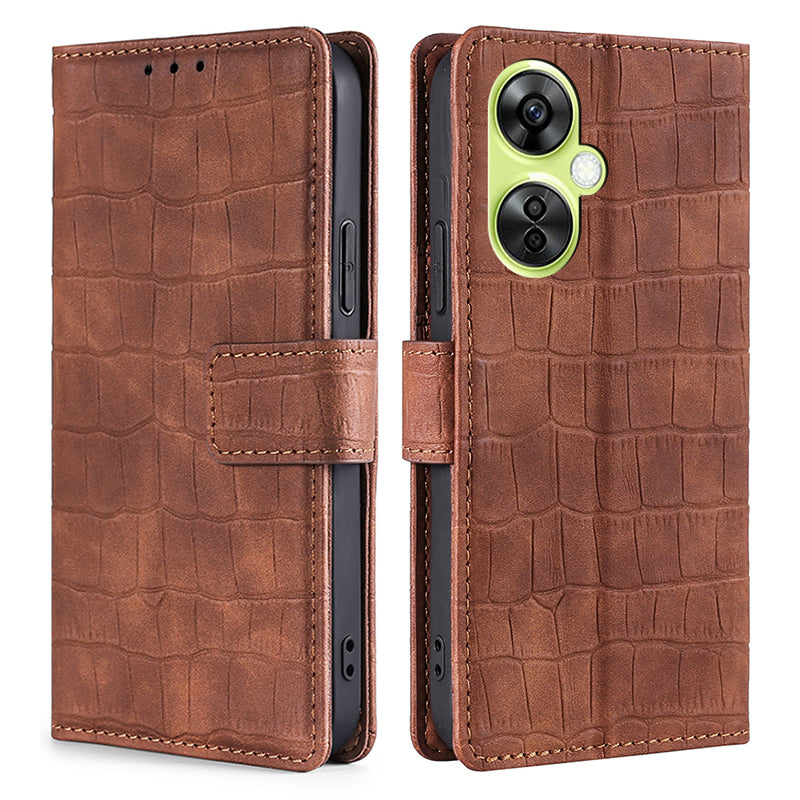 For OnePlus Nord CE 3 Lite 5G / Nord N30 5G PU Leather Crocodile Texture Phone Cover Skin-touch Feeling Stand Wallet Case