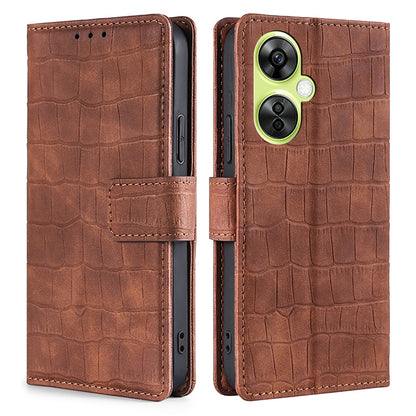 For OnePlus Nord CE 3 Lite 5G / Nord N30 5G PU Leather Crocodile Texture Phone Cover Skin-touch Feeling Stand Wallet Case