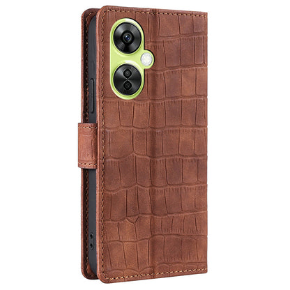 For OnePlus Nord CE 3 Lite 5G / Nord N30 5G PU Leather Crocodile Texture Phone Cover Skin-touch Feeling Stand Wallet Case