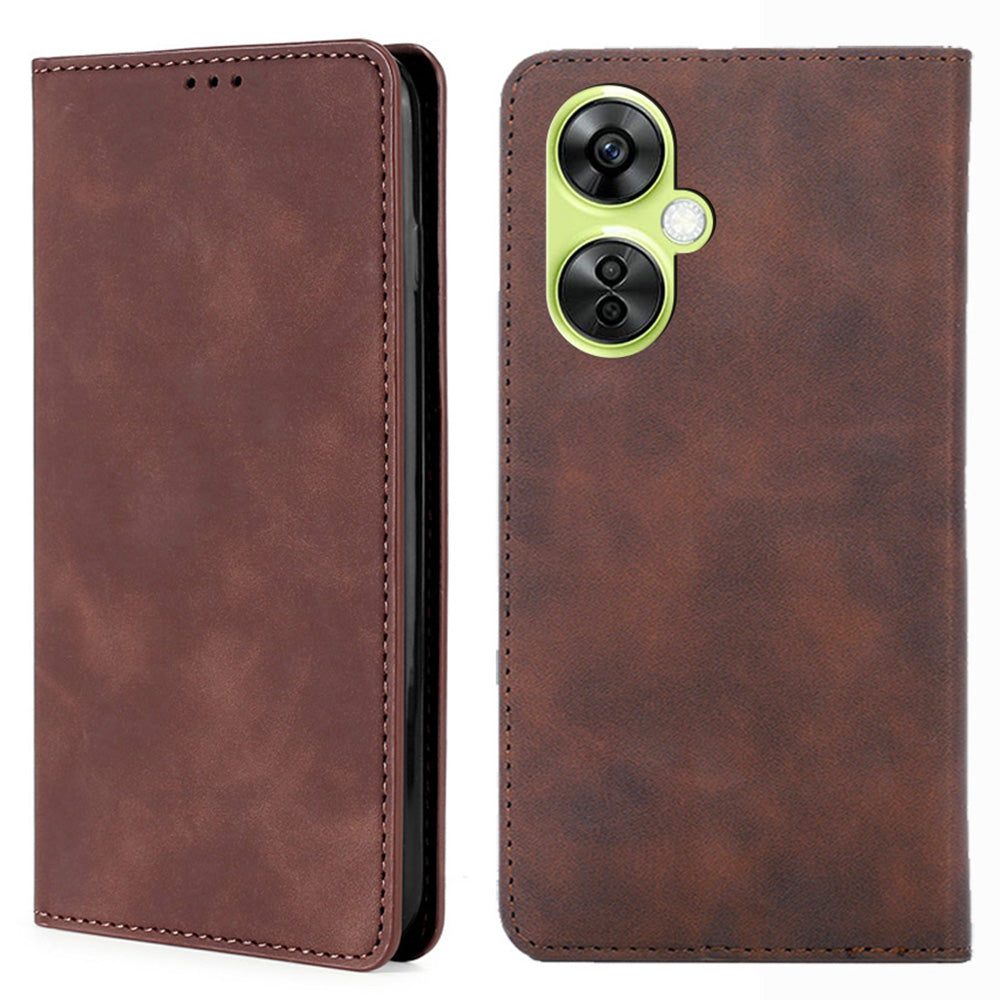 For OnePlus Nord CE 3 Lite 5G / Nord N30 5G PU Leather Cell Phone Case Skin-touch Feeling Card Holder Flip Phone Cover