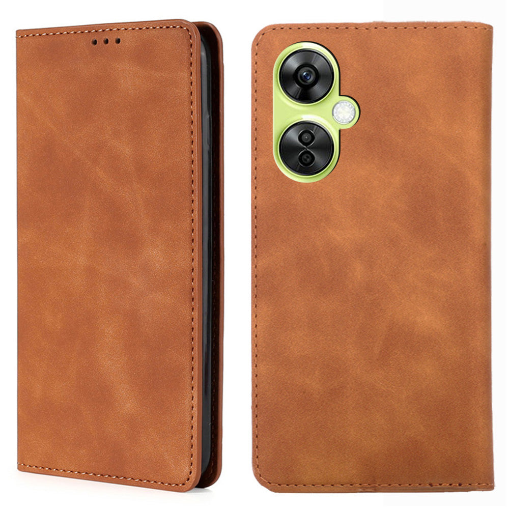 For OnePlus Nord CE 3 Lite 5G / Nord N30 5G PU Leather Cell Phone Case Skin-touch Feeling Card Holder Flip Phone Cover