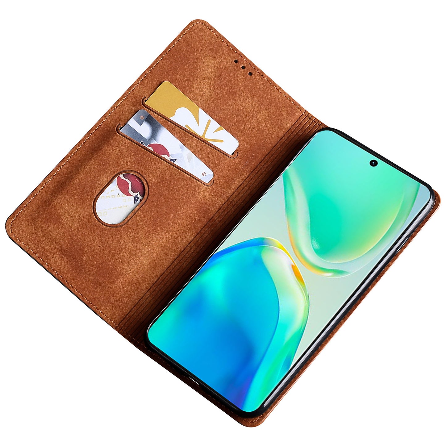 For vivo Y78+ 5G Magnetic Phone Cover Skin-touch Feeling Flip Card Holder PU Leather Phone Case