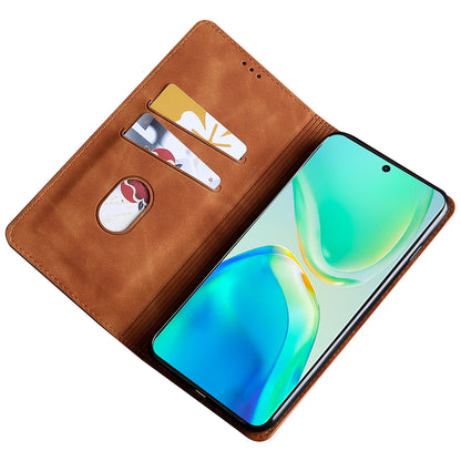 For vivo Y78+ 5G Magnetic Phone Cover Skin-touch Feeling Flip Card Holder PU Leather Phone Case