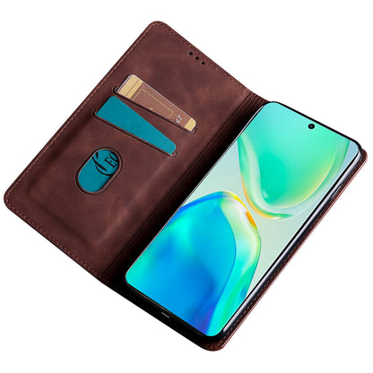 For vivo Y78+ 5G Magnetic Phone Cover Skin-touch Feeling Flip Card Holder PU Leather Phone Case