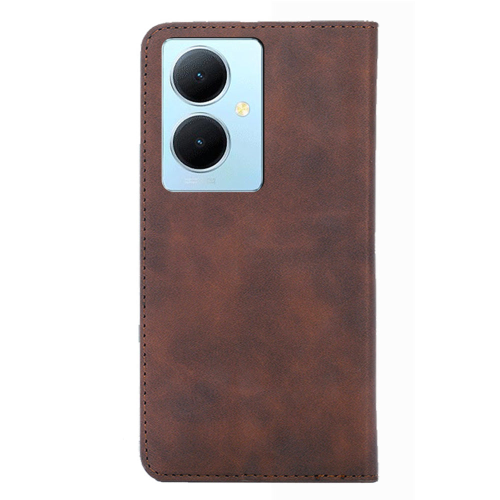 For vivo Y78+ 5G Magnetic Phone Cover Skin-touch Feeling Flip Card Holder PU Leather Phone Case