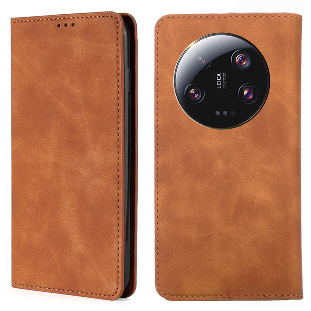 PU Leather Phone Cover for Xiaomi 13 Ultra Skin-touch Feeling Flip Phone Case with Card Slot