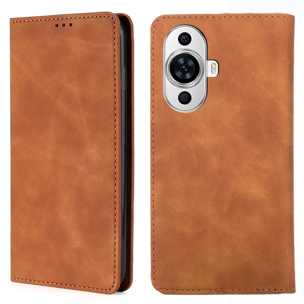 Phone Stand Cover for Huawei nova 11 Skin-touch Feeling PU Leather Card Holder Flip Phone Case