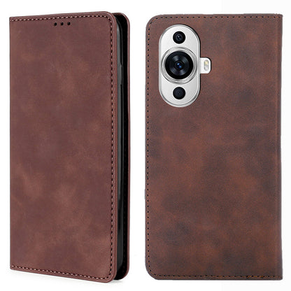 Phone Stand Cover for Huawei nova 11 Skin-touch Feeling PU Leather Card Holder Flip Phone Case