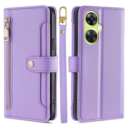 Leather Phone Cover for OnePlus Nord CE 3 Lite 5G / Nord N30 5G Horizontal Stand Wallet Case with Zipper Pocket