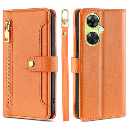 Leather Phone Cover for OnePlus Nord CE 3 Lite 5G / Nord N30 5G Horizontal Stand Wallet Case with Zipper Pocket